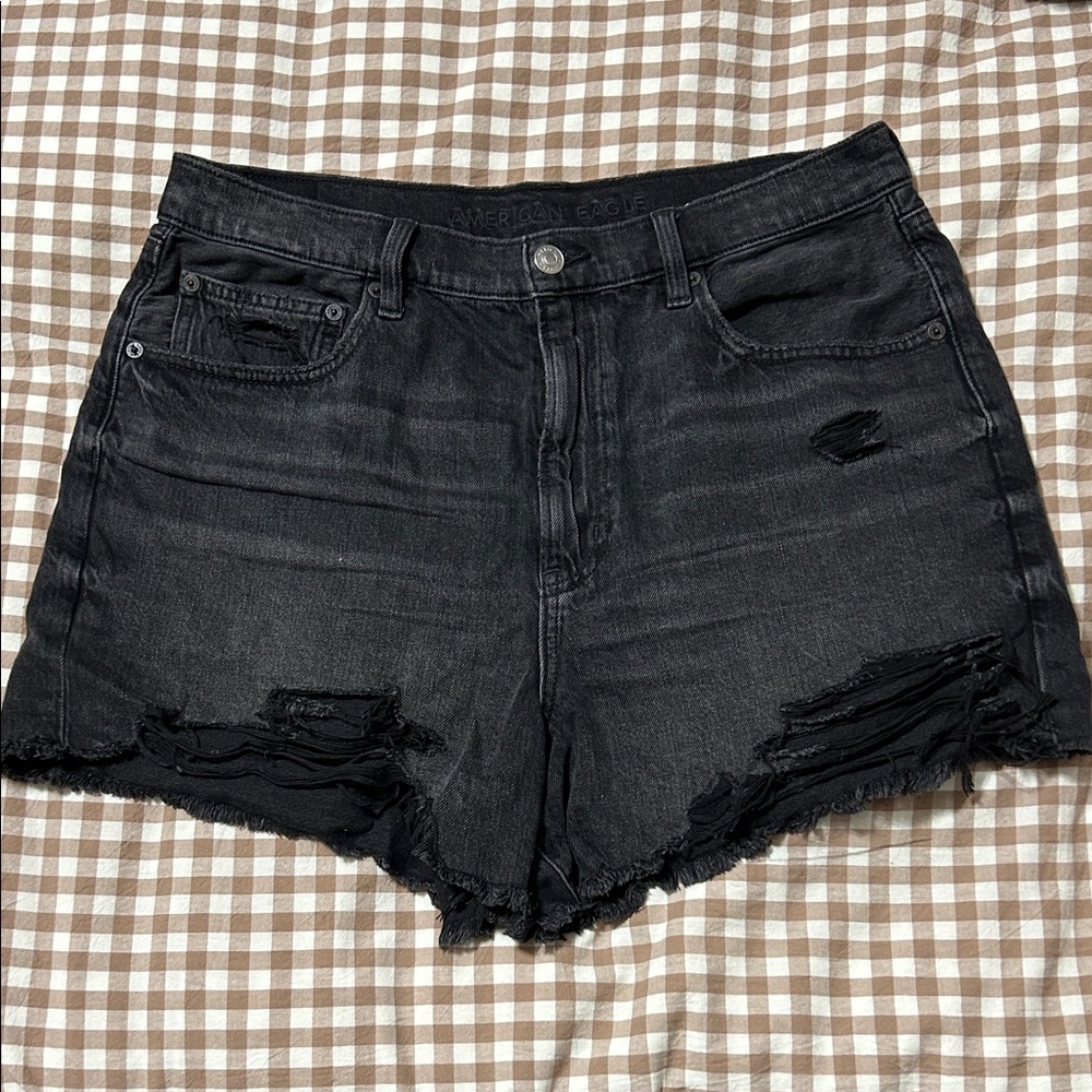 American Eagle Outfitters Black Ripped Jean Shorts
